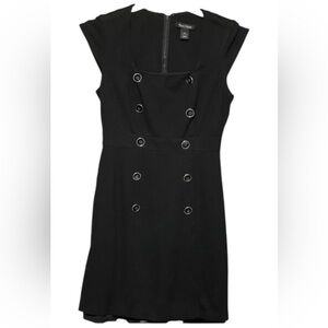 White House Black Market Black Sheath Dress Size 4 Double-Breasted Square Neck